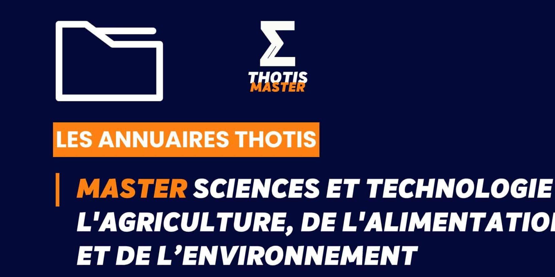 Thotis Annuaire - Master Sciences et technologie de l'agriculture, de l'alimentation et de l'environnement
